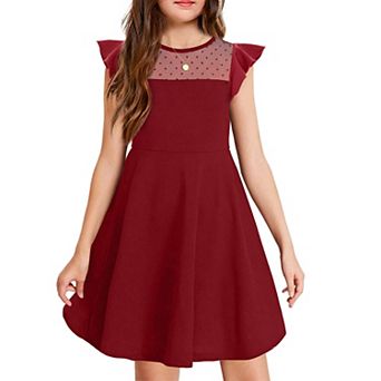 Arshiner Girls Summer Dress Ruffle Sleeve Mesh Formal Wedding Fancy Beach Midi Dresses