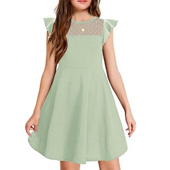 Arshiner Girls Summer Dress Ruffle Sleeve Mesh Formal Wedding Fancy Beach Midi Dresses