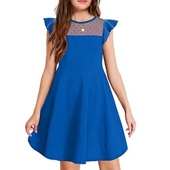 Arshiner Girls Summer Dress Ruffle Sleeve Mesh Formal Wedding Fancy Beach Midi Dresses