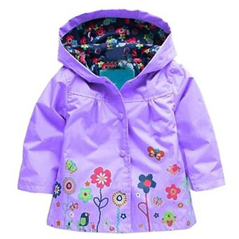 Arshiner Girls Waterproof Hooded Rain Jacket Windproof Kids Raincoat Outwear