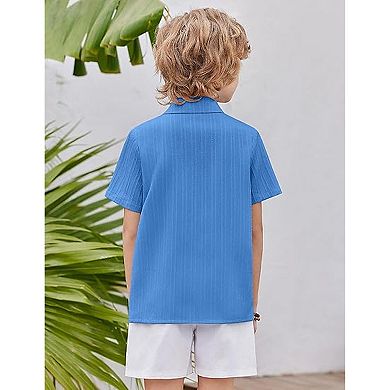 Arshiner Boys Short Sleeve Button Down Shirt Casual Summer Shirt
