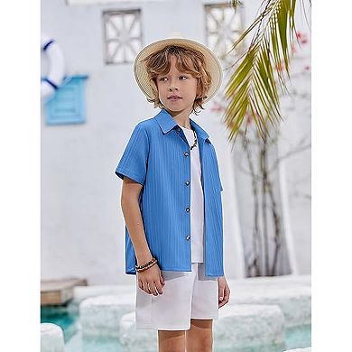 Arshiner Boys Short Sleeve Button Down Shirt Casual Summer Shirt