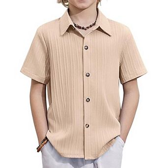 Arshiner Boys Short Sleeve Button Down Shirt Casual Summer Shirt