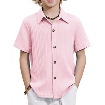 Arshiner Boys Short Sleeve Button Down Shirt Casual Summer Shirt
