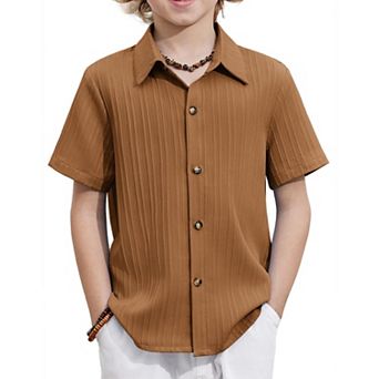 Arshiner Boys Short Sleeve Button Down Shirt Casual Summer Shirt