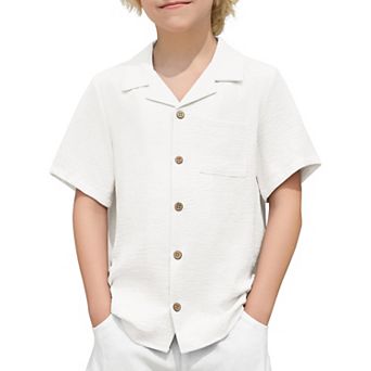 Arshiner Boys Short Sleeve Button Down Shirt Texture Summer Beach Vacation Shirt