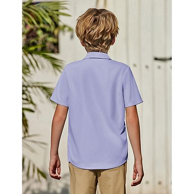 Arshiner Boys Short Sleeve Dress Shirts Button Down Shirts Summer Formal Uniform Shirt