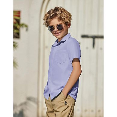 Arshiner Boys Short Sleeve Dress Shirts Button Down Shirts Summer Formal Uniform Shirt