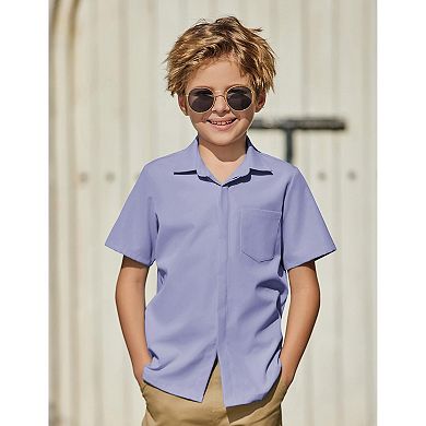 Arshiner Boys Short Sleeve Dress Shirts Button Down Shirts Summer Formal Uniform Shirt