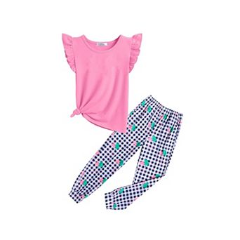Arshiner Girls Piece Outfits Sleeveless Ruffle Trim Tank Top And High Waist Soft Pants Set