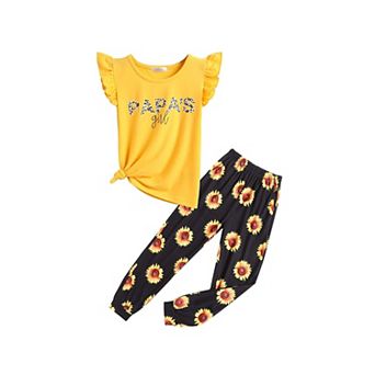 Arshiner Girls Piece Outfits Sleeveless Ruffle Trim Tank Top And High Waist Soft Pants Set