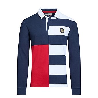 Raging Bull Mens Harlequin Long-Sleeved Rugby Polo Shirt