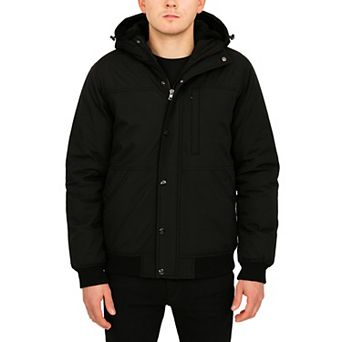 Men's Spire By Galaxy Heavyweight Faux Shearling Lined Hooded Bomber Jacket