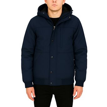 Men's Spire By Galaxy Heavyweight Faux Shearling Lined Hooded Bomber Jacket