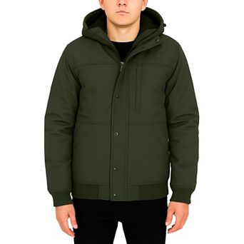 Men's Spire By Galaxy Heavyweight Faux Shearling Lined Hooded Bomber Jacket