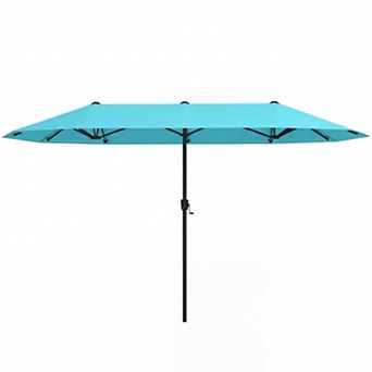 13 ft Double-Sided Patio Umbrella, Large Outdoor Market Umbrella with Crank Handle,Turquoise