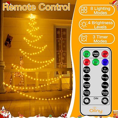 Ollny Outdoor Christmas Tree Lights 166 LED Warm White