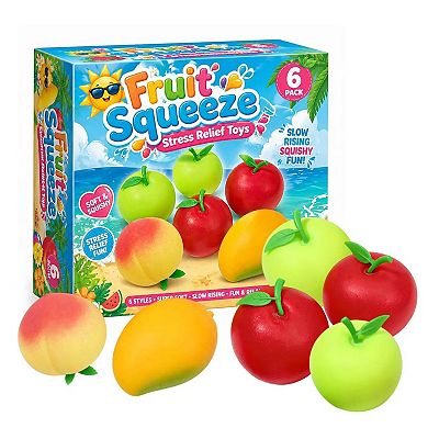 6 Pack Fruit Squishy Stress Relief Squeeze Toys Slow Rising Scented Squishies