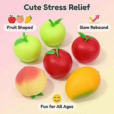6 Pack Fruit Squishy Stress Relief Squeeze Toys Slow Rising Scented Squishies
