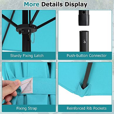 Double Sided Patio Umbrella with Push Button Tilt and Crank Handle