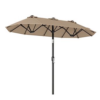 Double Sided Patio Umbrella with Push Button Tilt and Crank Handle