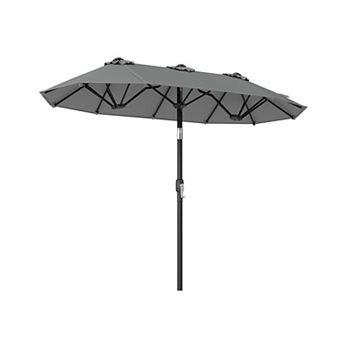 Double Sided Patio Umbrella with Push Button Tilt and Crank Handle