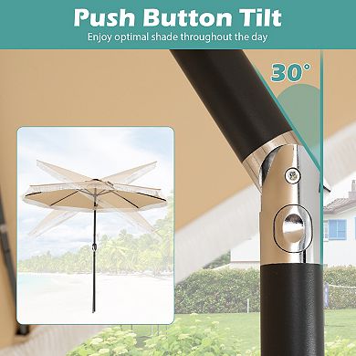 10 Ft Solar Patio Umbrella with 24 LED Lights for Outdoor Spaces