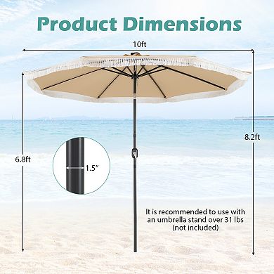 10 Ft Solar Patio Umbrella with 24 LED Lights for Outdoor Spaces