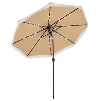 10 Ft Solar Patio Umbrella with 24 LED Lights for Outdoor Spaces