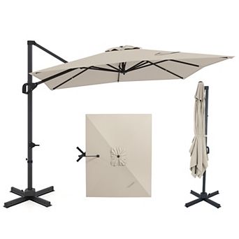11 x 9 Ft Cantilever Patio Umbrella with 360 Degree Rotation and Tilt Adjustment