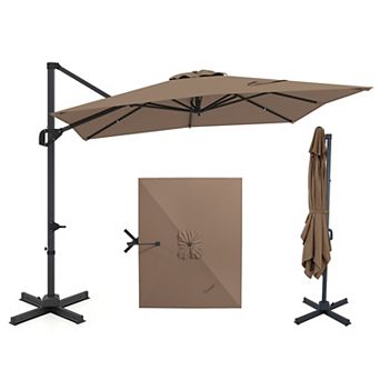 11 x 9 Ft Cantilever Patio Umbrella with 360 Degree Rotation and Tilt Adjustment