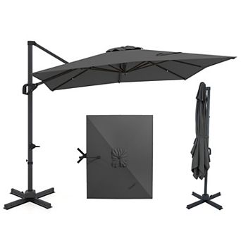 11 x 9 Ft Cantilever Patio Umbrella with 360 Degree Rotation and Tilt Adjustment