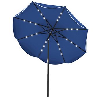 10 Ft Scalloped Solar Patio Umbrella with 24 LED Lights and Tilt Function