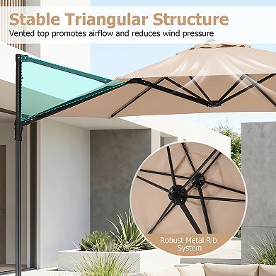 10 Ft Cantilever Patio Umbrella with 360 Degree Rotation
