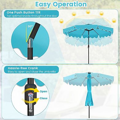 10 Ft Solar Patio Umbrella with Color Changing LED Lights
