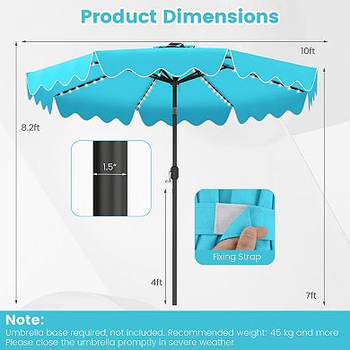 10 Ft Solar Patio Umbrella with Color Changing LED Lights