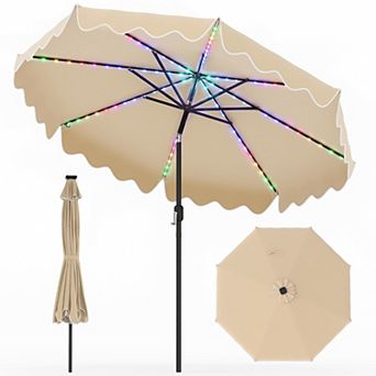 10 Ft Solar Patio Umbrella with Color Changing LED Lights