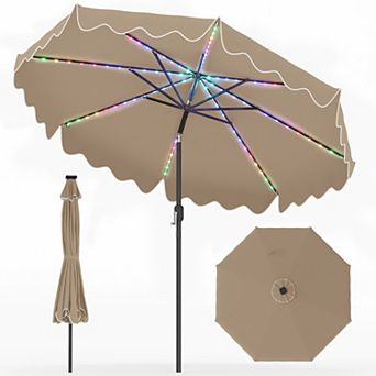 10 Ft Solar Patio Umbrella with Color Changing LED Lights