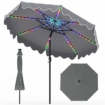 10 Ft Solar Patio Umbrella with Color Changing LED Lights