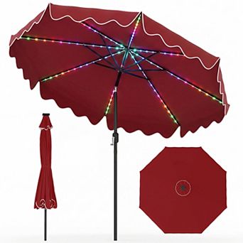 10 Ft Solar Patio Umbrella with Color Changing LED Lights