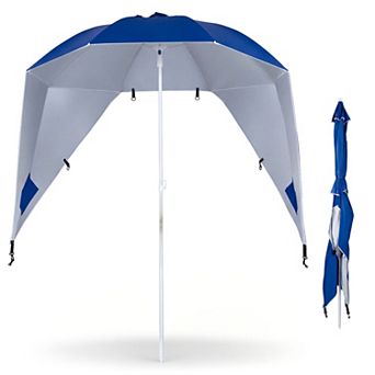 2 in 1 Beach Shelter Umbrella with UPF 50+ Protection and Side Panels
