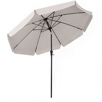 10 Ft Scalloped Patio Umbrella with Push Button Tilt and Fiberglass Ribs