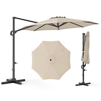 10ft Patio Cantilever Umbrella with Easy Tilt Adjustment,Outdoor Hanging Sun Shade