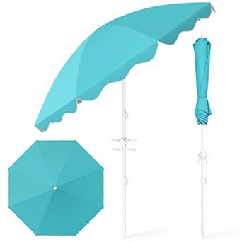 6.5ft Beach Umbrella with Sand Anchor Vent Tilt Carry Bag for Beach Patio Garden Pool