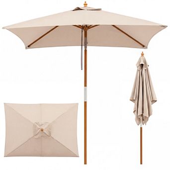 7ft Outdoor Patio Umbrella with 3 Adjustable Heights, Rectangular Market Patio Umbrella