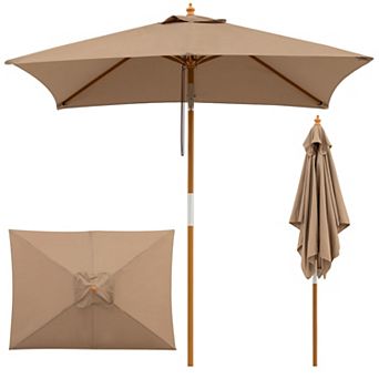 7ft Outdoor Patio Umbrella with 3 Adjustable Heights, Rectangular Market Patio Umbrella
