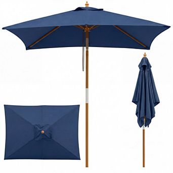 7ft Outdoor Patio Umbrella with 3 Adjustable Heights, Rectangular Market Patio Umbrella