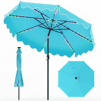 9ft Solar Patio Umbrella, Color-Changing LED Lighted Market Umbrella for Garden & Pool