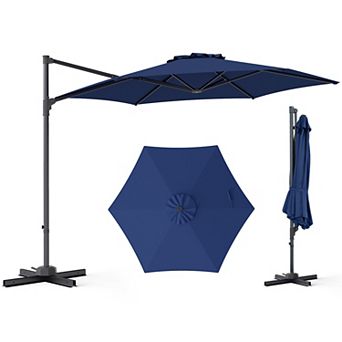 10ft Hanging Cantilever Patio Umbrella with with 360° Rotation& Air Vent, Outdoor Sun Shade