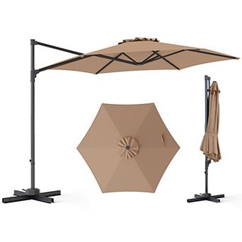 10ft Hanging Cantilever Patio Umbrella with with 360° Rotation& Air Vent, Outdoor Sun Shade